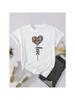 Leopard Print Heart-Shaped Balloon-Pattern Wounisex's All-Season Breathable And Comfortable Fit Casual Round-Neck T-Shirt
