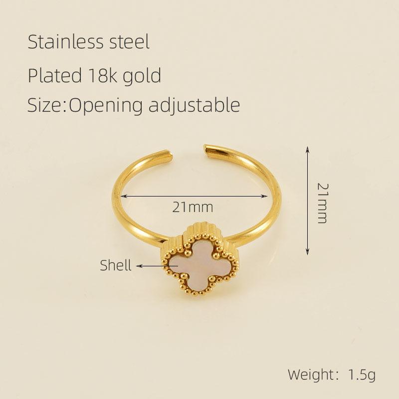 8K Love Open Ring Women's Niche High-end Four-leaf Clover Adjustable Ring 2026