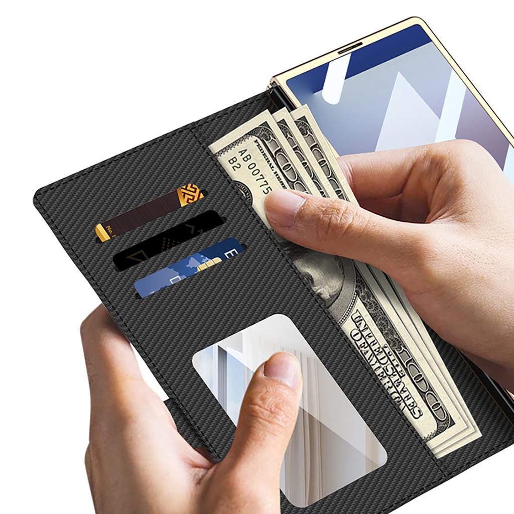 Vhodné pro pouzdro na mobilní telefon Samsung Zfold7 s vysoce kvalitním lehkým luxusním kosočtvercovým koženým pouzdrem s klopou na karty a řetízkovou taškou