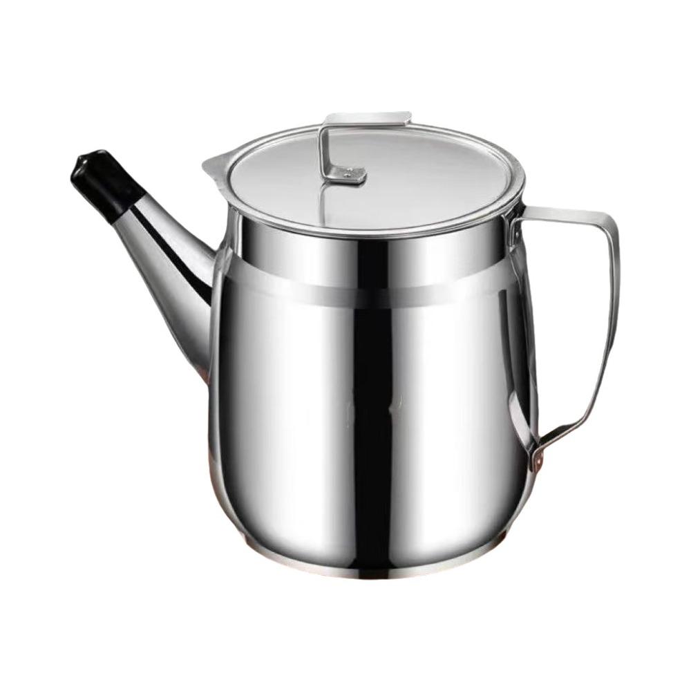 With Strainer Stainless Steel Oil Kettle 1.5/2L Grease Container Filter Oil Pitcher Deep Frying