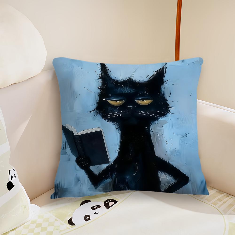 Black Cat Art cushion cover Pillow Case Plush Fabric Soft Double Sided Print Sofa Cushion Cover Throw Pillow Covers