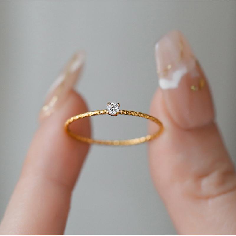 Very Fine and Shiny Embroidered Line Ring, Fine Diamond, 18K Gold Plated Ring, INS Fashionable Personality Simple Index Finger Ring