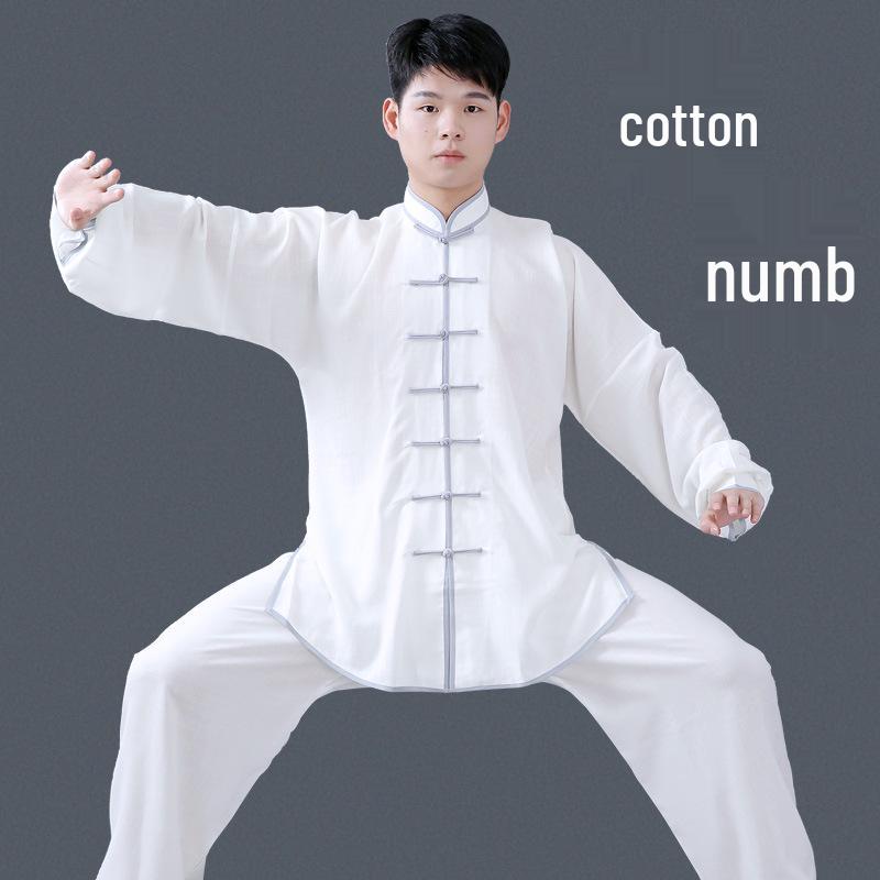 Unisex Cotton Linen Tai Chi Suit - Summer Martial Arts Practice & Competition Wear