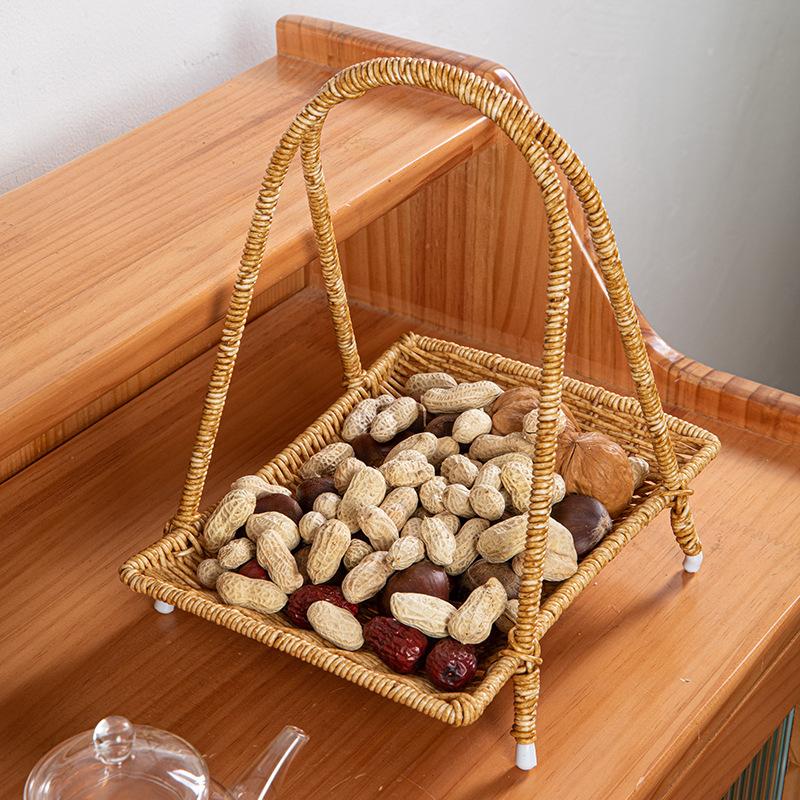 Rattan Style Multi Layer Fruit Basket Tea Snack Tray Home Storage Organizer