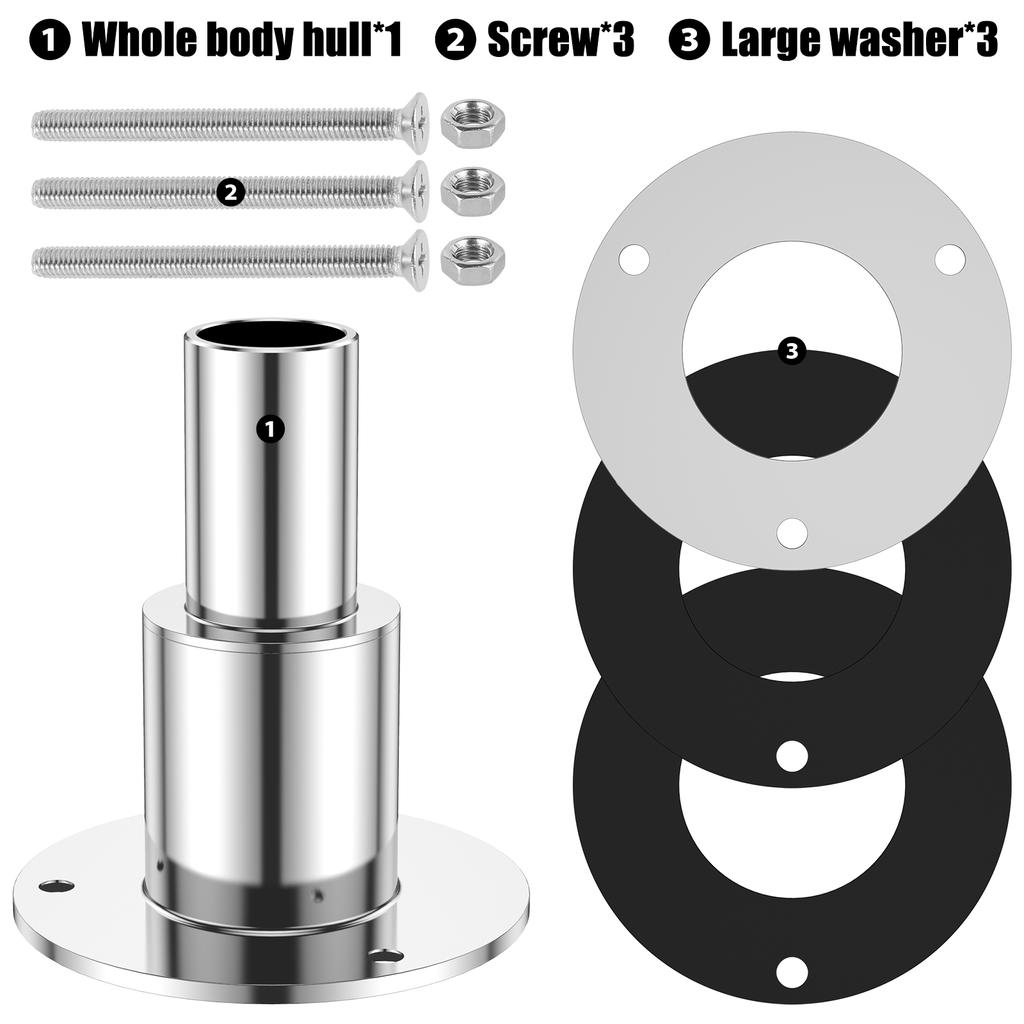 Thru Hull Exhaust Skin Fitting Kit Stainless Steel Diesel Heater Exhaust Skin Fitting 24mm Tube Pipe Diameter Socket with Screw