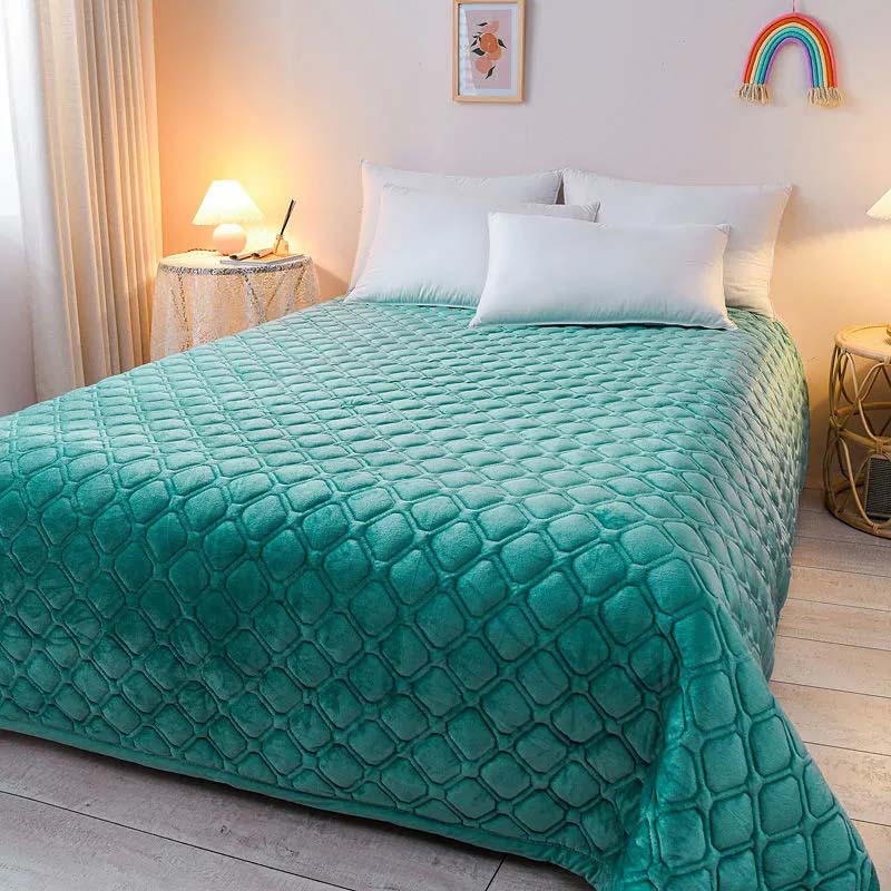 Antypoślizgowy dwuwarstwowy koc flanelowy Koralowe aksamitne prześcieradło Termiczna pościel do domu Zwykły Prosty styl casual Jednoczęściowy koc Jesień i zima