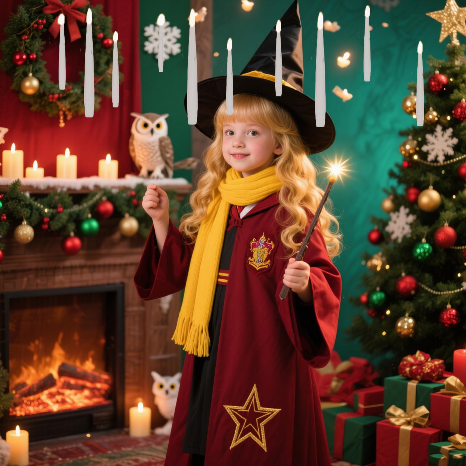 

На Рождество есть 10 плавающих электронных свечей, украшенных фигурками в форме палочек, которые являются волшебными подвесными свечами во время Рождества. One Size