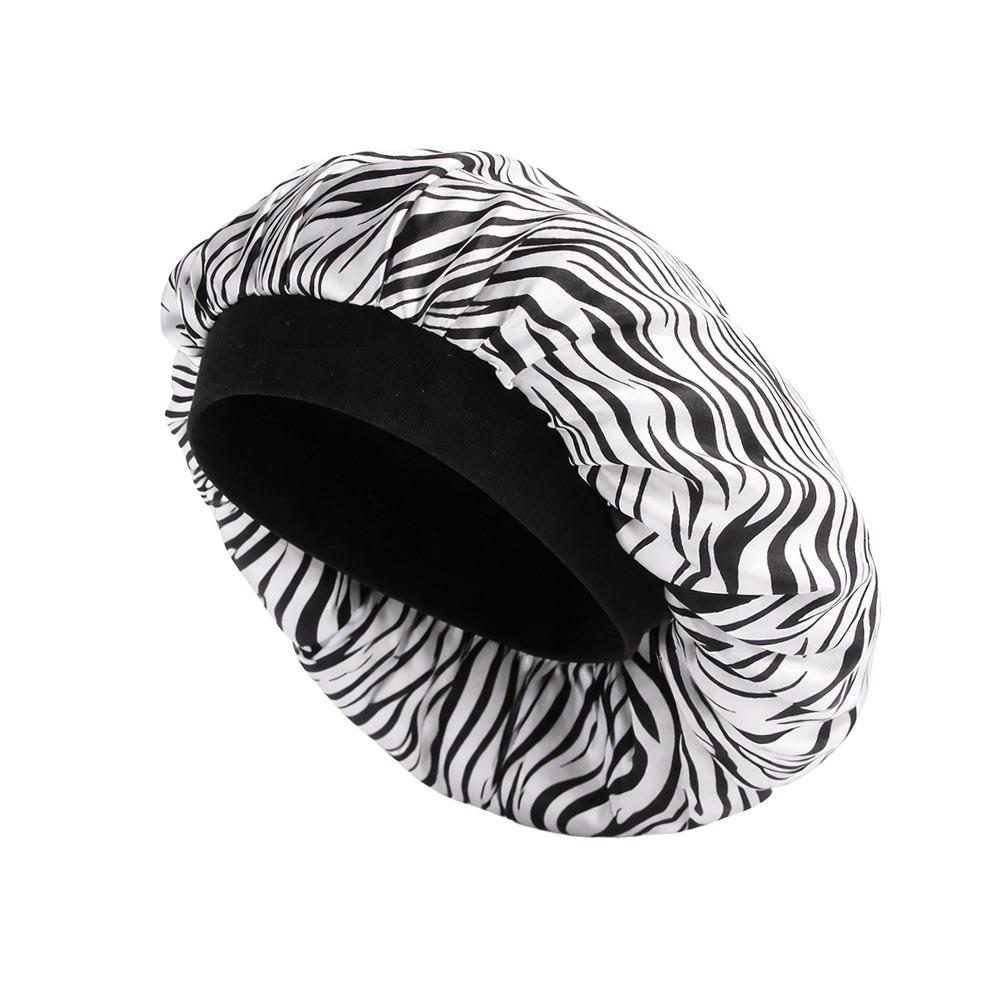 Elastic Wide Band Satin Sleep Bonnet Hair Loss Cover Bath Hair Cap Night Cap  Hair Wrap Accessories