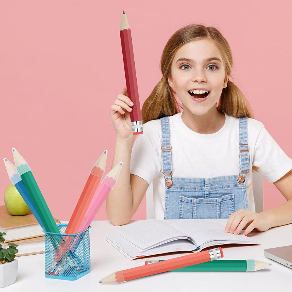 Woodworking Toys Boys Girls 35cm Huge Pencil with Cap and Eraser Giant Pencil Wood Jumbo Pencil