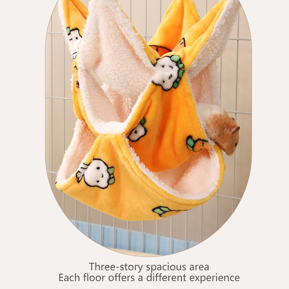 Kreativ Flanell Hamster Hängmatta Gnagare Hamster Säng Hus Trevånings Hängbar Hängmatta