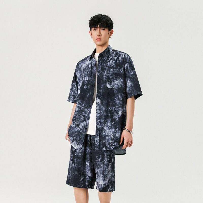 Men's Short-sleeved Shirt Sportswear Set Casual Versatile Beach Two-piece Suit