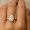Oval Cut Diamond Ring – Yellow Gold Plated Solitaire Ring, Engagement, Wedding, Anniversary, Promise Ring, Gift for Her