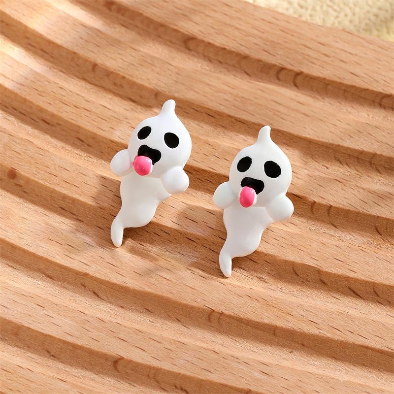 Halloween Cartoon Luminous Ghost Stud Earrings for Women Cute Tongue Popping Little Ghost Pumpkin Tassel Earrings Party Jewelry