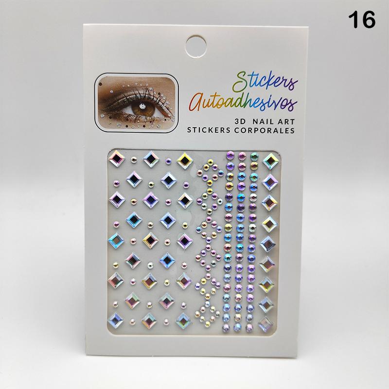 Gesichtsstein-Aufkleber 5D Bunter Strass-Tattoo-Lidschatten-Aufkleber für Festival Nägel Körper Make-up Bling Schmuck DIY Dekor