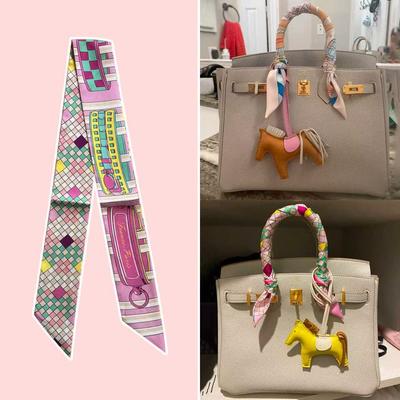 Printed Silk Scarf for Women Summer Lightweight Neck Scarf Collar Bandana Bag Strap Decorative Present Gift Accessories