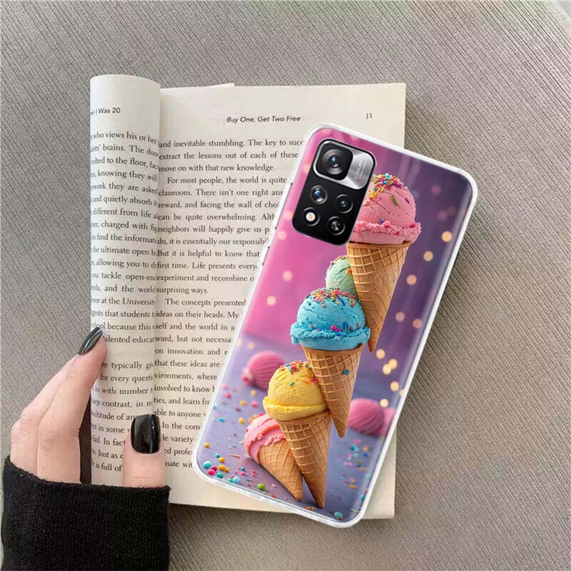Colorful Ice Cream and Popsicles Phone Case For Redmi Note 13 12 Pro Plus 14 15 Pro 5G 11 11T 11E 11S 10 Pro 10S 9 9S Cover Cell