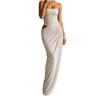 2026 summer new European and American style tube top hollow pleated long dress slim temperament sexy evening dress dress