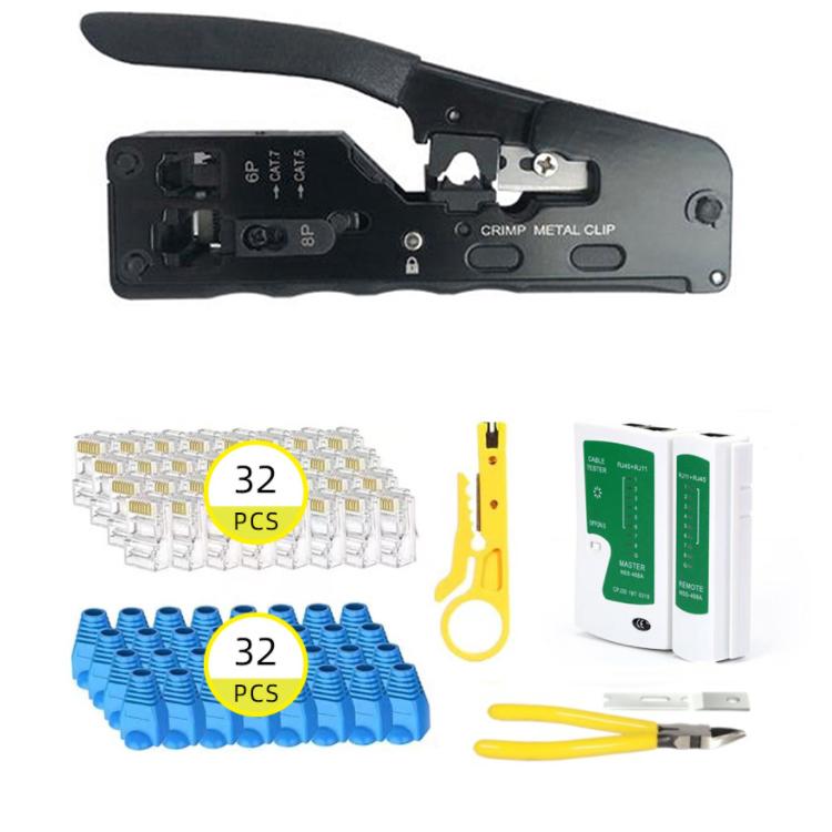 Multifunctional 6P 8P Wire Cable Crimper Stripper Cutter Pliers Network Cat5e Cat6 Cat7 Rj45 Pass EZ Crimping Tool Novelty Gift