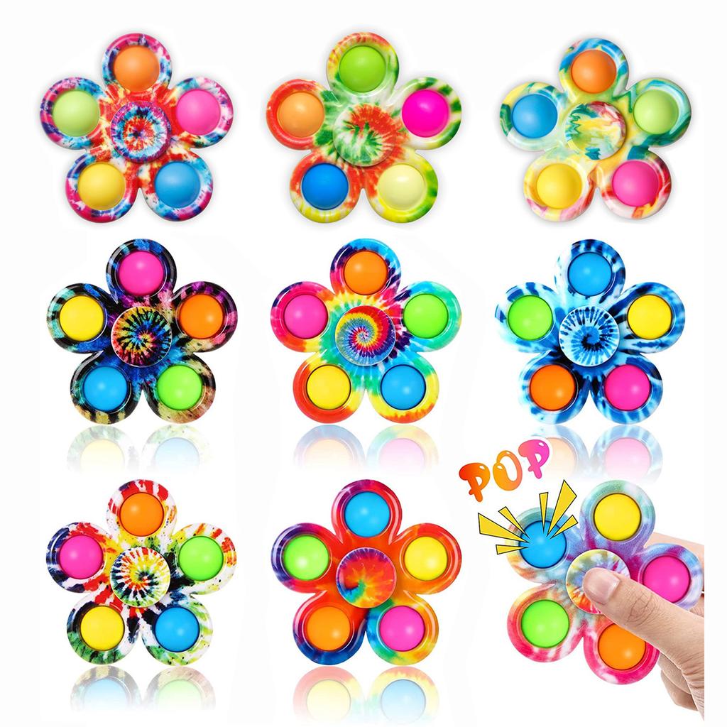 Tie Dye Einfacher Fidget Spinner Pops Fingerspielzeug Push Bubble Handspinner für ADHS Angst Stressabbau Sensorische Geschenke für Kinder