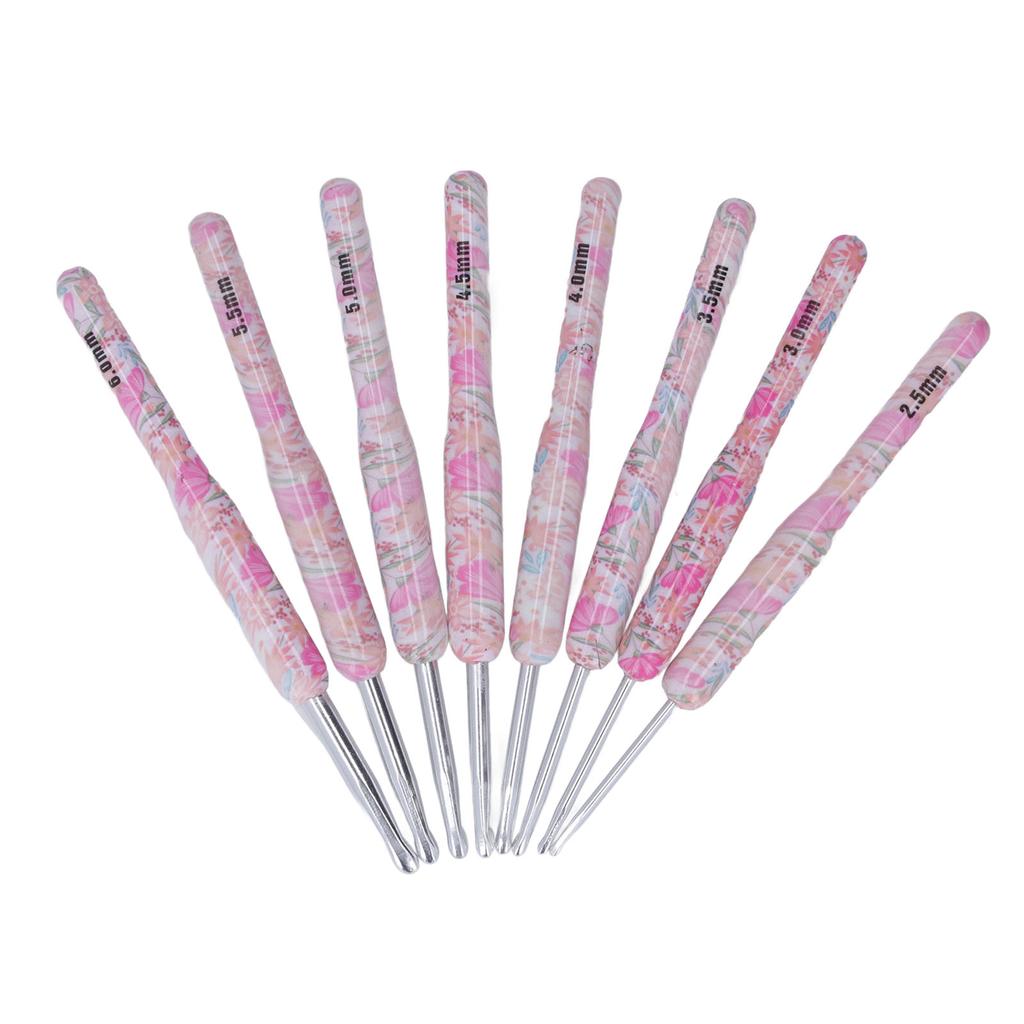 8pcs Crochet Hook Set Printing Aluminum Handcraft   Colorful Crochet Hook Ergonomic Knitting Hook for Knitters for Sewing
