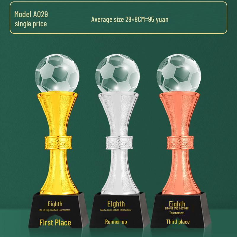 Custom Crystal Football Trophy - 2025 Golden Boot Top Scorer Award (Extra Large)