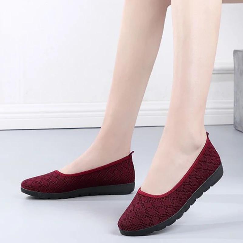 Fashion New In Flat Mesh Breathable Women's Shoes Aesthetic Daily Routine Cotton Original Light Designer Luxury Offers Ladies Footwear