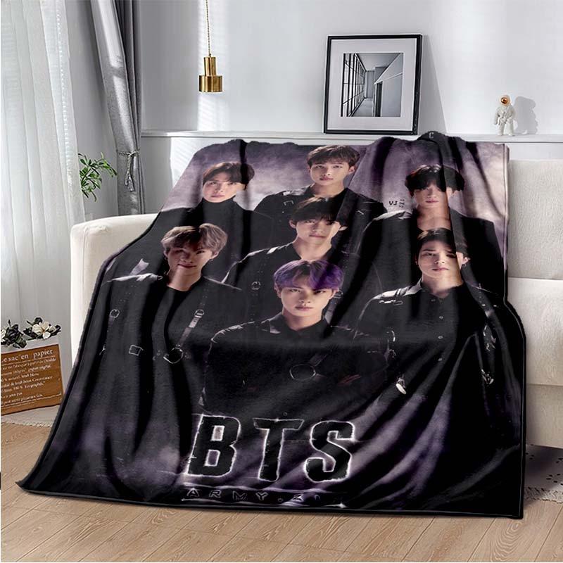 

Newest Kpop Bangtan Boys Printed Newest Fleece Plush Blanket Soft Warm Blanket for Adults and Children Bedroom Sofa Gift 75x90cm
