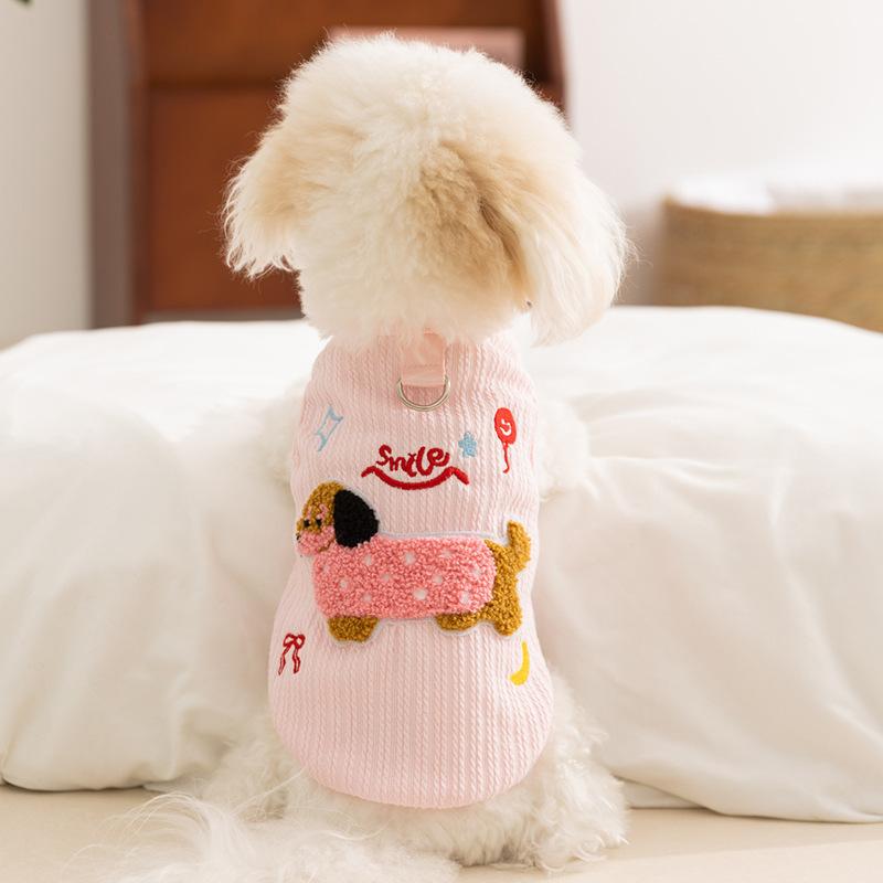 Dog clothes Spring and summer new cute dachshund dog vest with traction buckle Teddy Bigbear small dog pet clothes