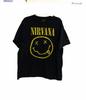 Nirvana Mens Black Yellow Cotton T-Shirt Smiley Graphic Short Sleeve XL