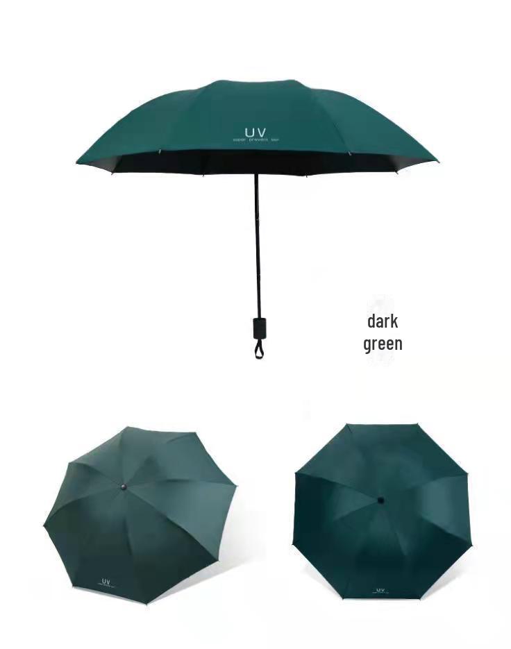 Paraguas Automático con Protección UV - Logo Personalizado Tres Pliegues, Negro, Anti-UV, Bloqueador de Sol Paraguas Publicitario de Regalo