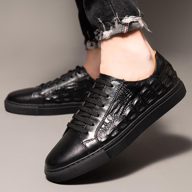 FashionMen's Loafers Crocodile Pattern Flat Casual Shoes Breathable Lace Up Soft Leather Driving Shoes Moccasins Mocasines Hombre Men