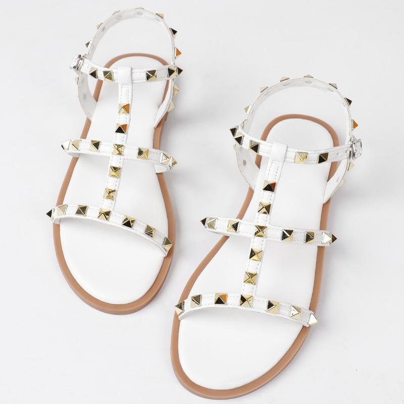 Sommer Nieten Flach Große Größe Damen S Freizeit Sandalen