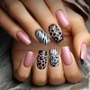 Glänzende Falsche Nägel mit Leopardenmuster: 24-teilige Full Cover Nagelkunst-Aufkleber