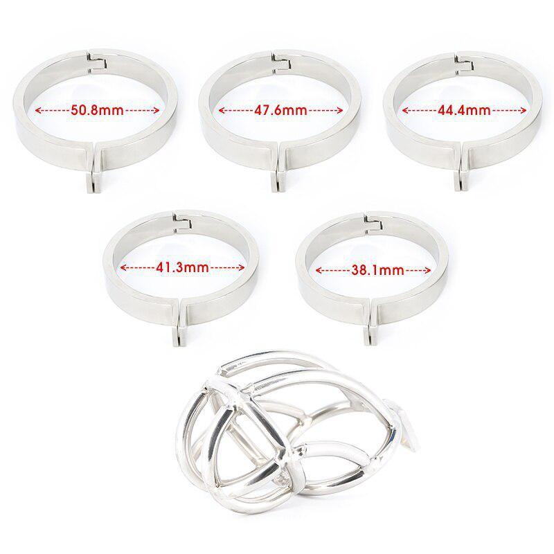 Stainless Steel Male Breathable Cage Ring Lock Chastity Cage with Padlock Belt