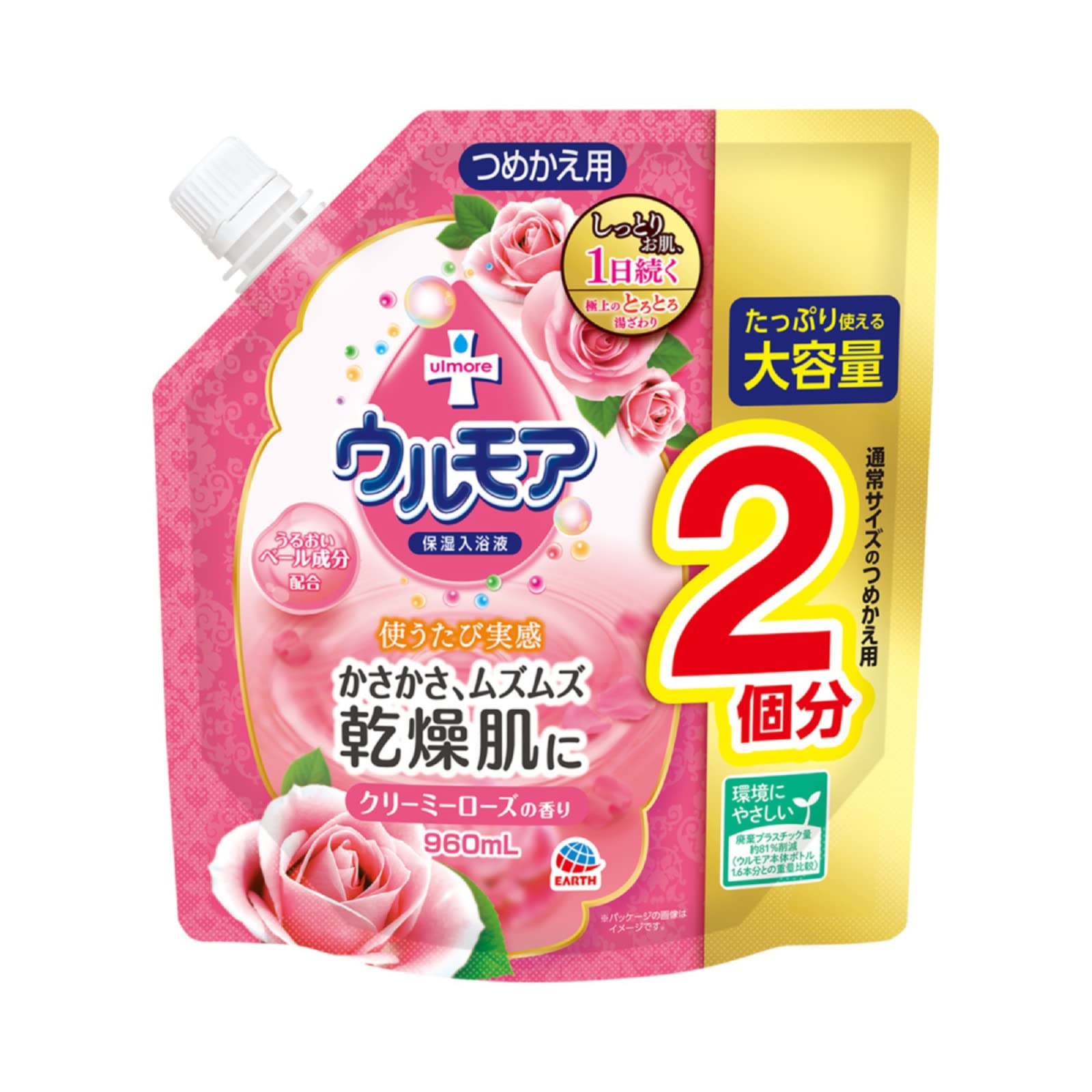 

Ulmore Creamy Rose Moisturizing Bath Large Capacity Refill Liquid Bath Milk for Dry Moisturizing Care Liquid, [960ml], Skin, (Earth Pharmaceutical)