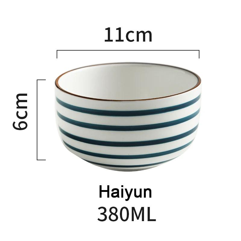 RHE Ceramic salad bowl Japanese hand-painted Dessert Rice bowl Children s soup bowl Restaurant household tableware чёрный