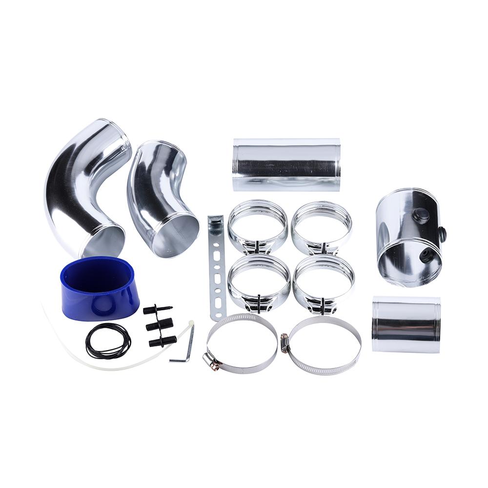 

76mm Car Air Intake Pipe Kit Silver Sport Racing Automobile System 3.0inch Aluminum Pipe with Clamp Universal Air Intake Kit 76mm-Silver