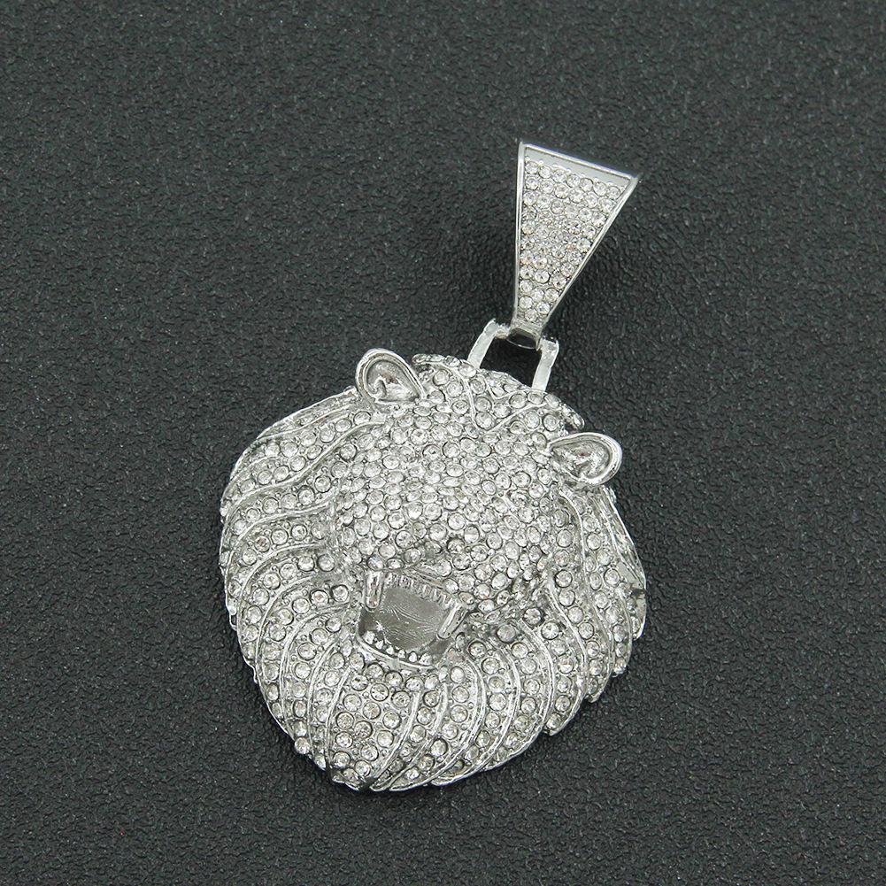 Men's Personalized 3D Diamond Lion Pendant Cuban Chain Necklace - Hip-Hop Style