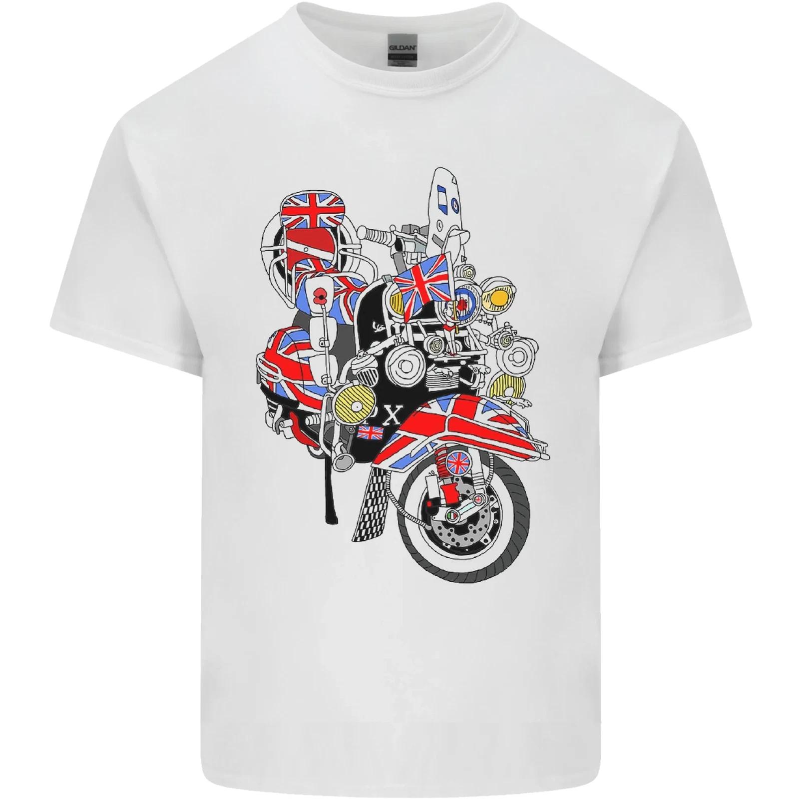 Union Jack MOD Scooter British Flag Bike Kids T-Shirt Childrens 2XL