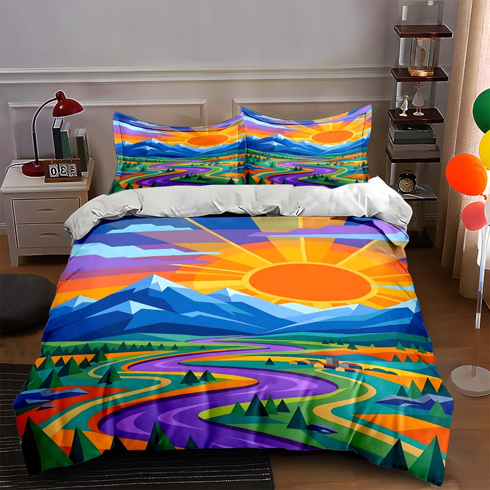 

Vibrant, geometric, scenic. Bedding Duvet cover sets Duvet covers Pillowcases gifts (1 * Duvet Cover 2 * Pillowcases, without duvet insert) 135x200cm