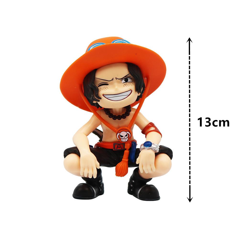 One Piece anime character laughing squatting Ace PVC cute doll Yamato car Q version trendy brand cartoon desktop ornaments