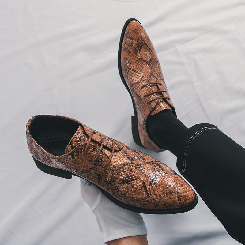 Fashion Lace-Up Oxford Leather Classic Black/Brown Dress Shoes for Groom Party Work Footwear Men's Business Formal Wedding Dress Shoes