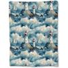 Scenic Lighthouse & Sailboat Blanket - Soft Lightweight Cozy Flannel Throw for Adults Kids Women, Stunning Coastal Design, Warm