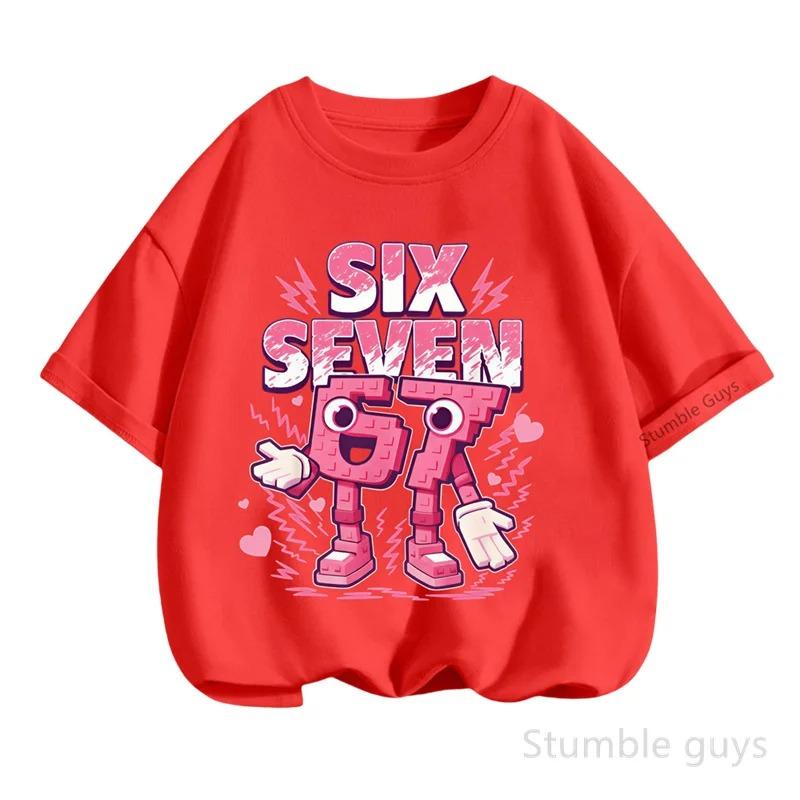 Summer Cartoon Tops 67 Print Tshirt Six Seven T-shirt Kids Boys Clothes Girls Short Sleeve Wear