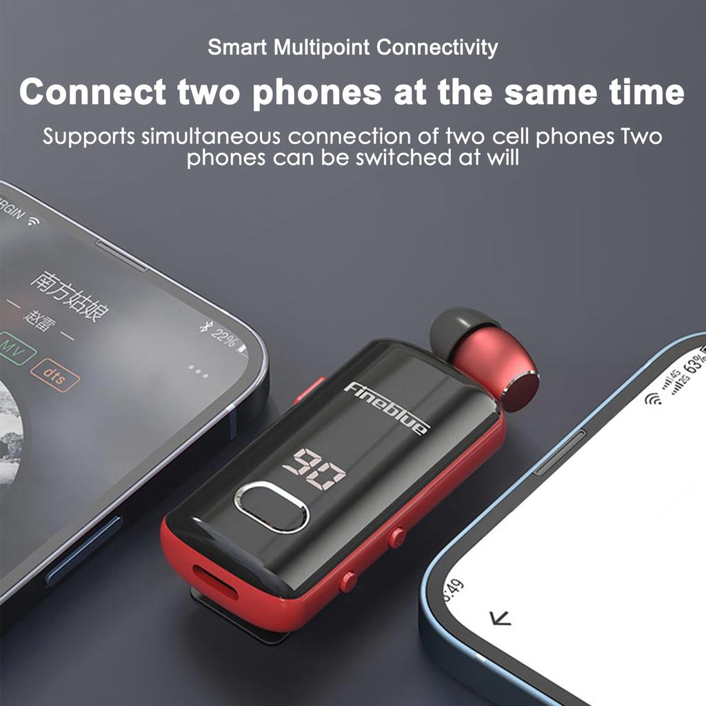 Docooler Stereo Digital Fast Portable Single Headset Business Perfect for and Business Clip-on Headphones, Display, Charging, Headphones, In-Ear