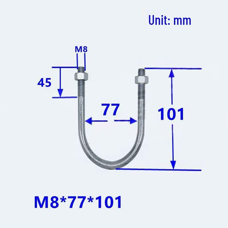 Mingzhiao Galvanized Extended U-Bolt M8X77X101 - 20 Pack