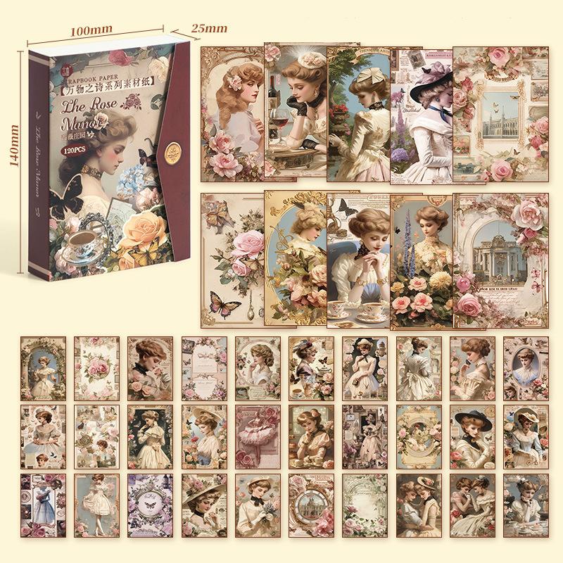 

6Style 120Pcs/pack Poem Of Everything Series Material Paper Handbook Diy Material Decorative Scrapbook Picture Book as the picture