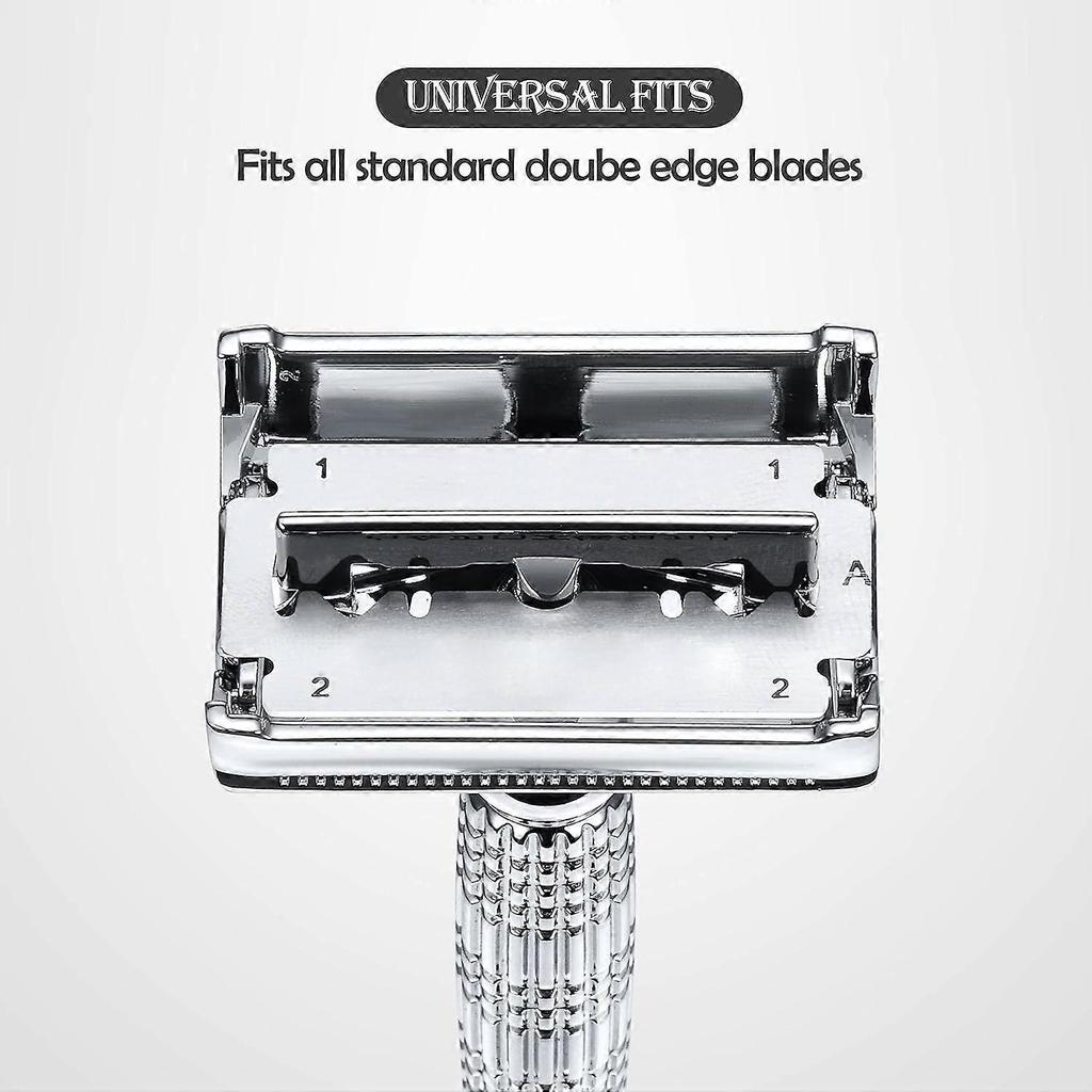 Butterfly Shaped Double Sided Safety Razor Stainless Steel Reusable Manual Wet Shaver for Men and Women with Mirror Travel Case