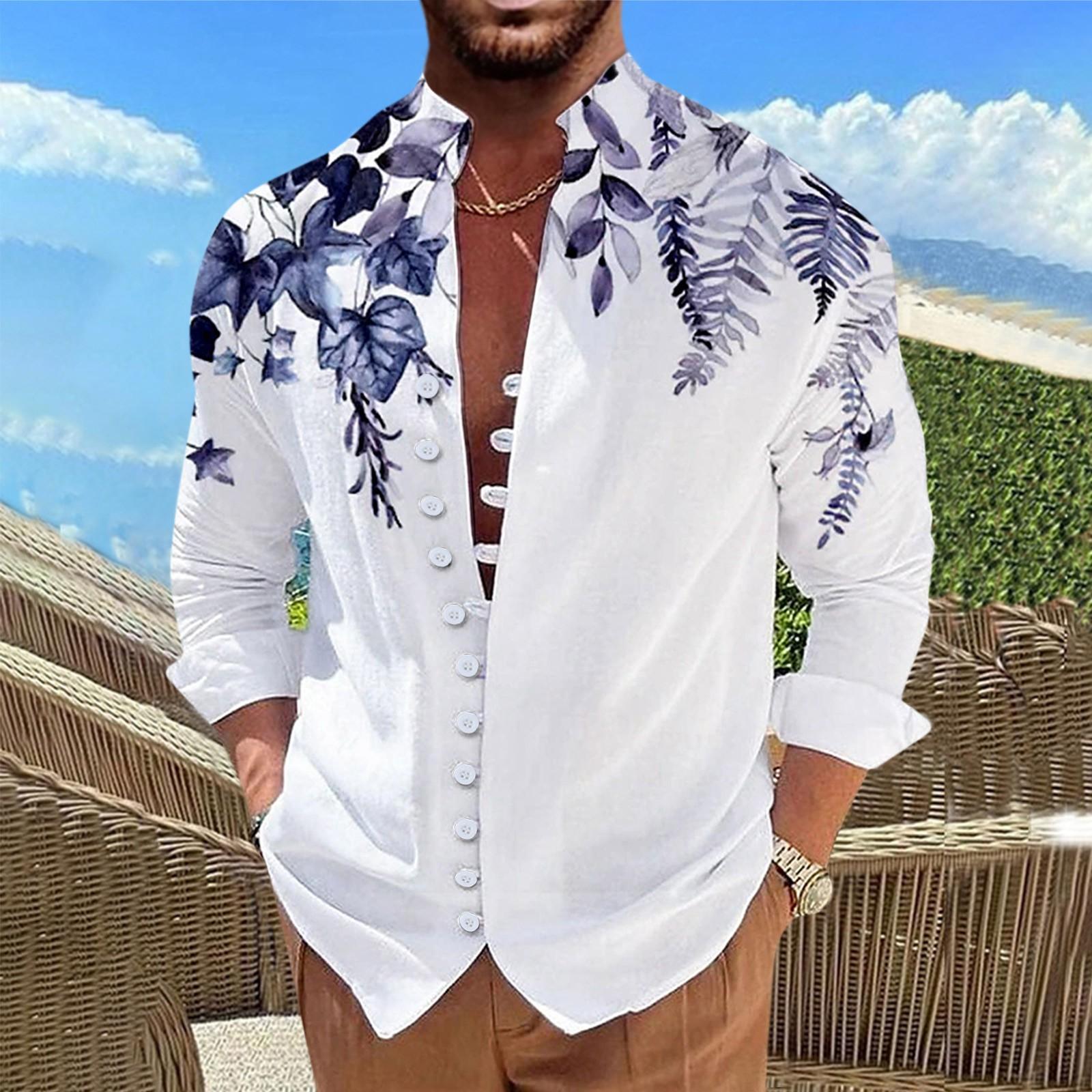 

Нова чоловіча повсякденна сорочка вільного крою з довгими рукавами в стилі ретро L синій