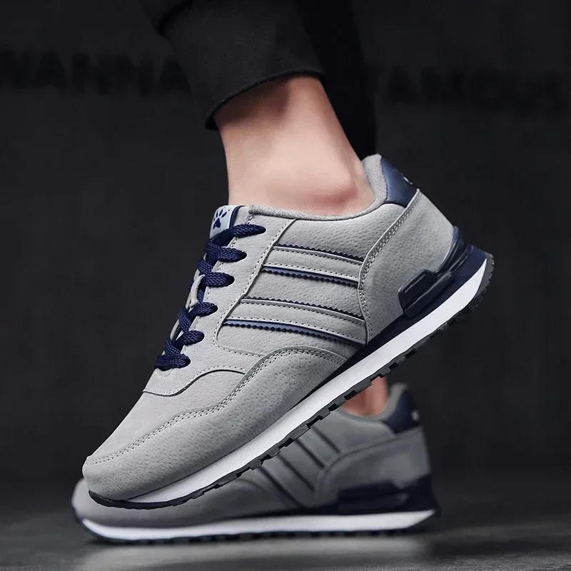 Men Walking Shoes Men Lightweight Suede Leather Outdoor Casual Sneakers Comfortable Sport Running Shoes Breathable Jogging Shoes